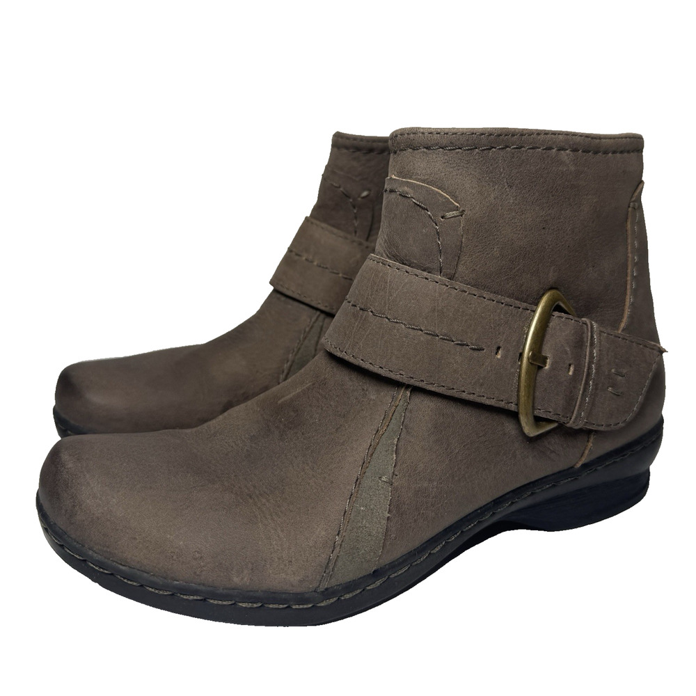 Clarks Ideo Feast Ankle Boots Womens Size 7 M Brown Leather Side Zip Side Buckle